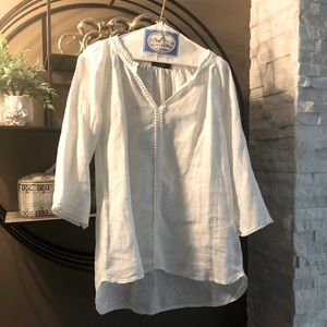White linen 3/4 sleeves blouse Lugo L’Arno
